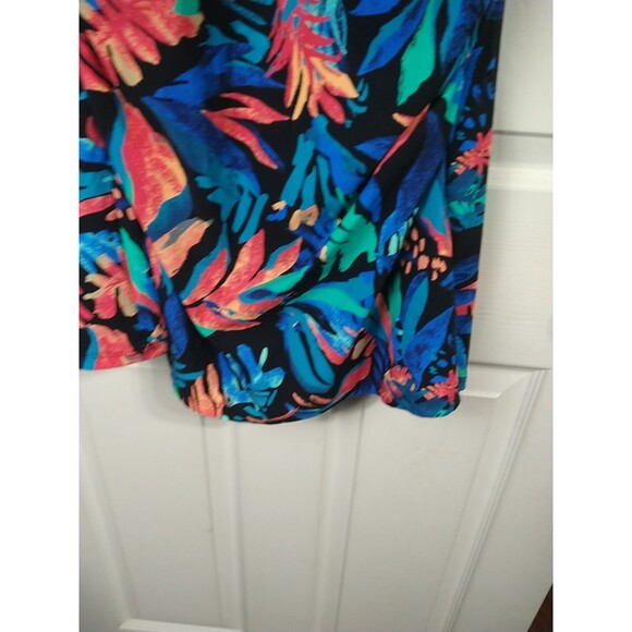 L.L. Bean Woman 10 Swimsuit Dress One Piece Tropical Halter Adjustable Strap Bra - Picture 5 of 10